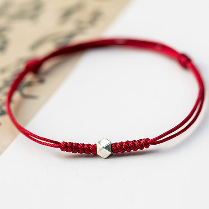 Buddha Stones 925 Sterling Silber Glücksperlenschutz Rote Schnur Geflochtenes Armband