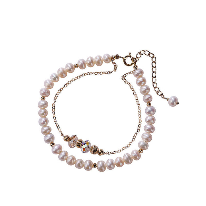 Buddha Stones 925 Sterling Silber plattiert 14 Karat Gold Naturperlen Kristall Heilung Doppellagiges Armband - image 9