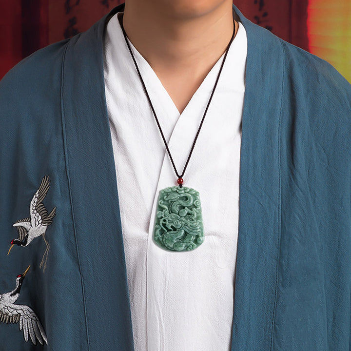 Buddha Stones Chinesisches Sternzeichen Drache Jade Stärke Halskette String Anhänger - image 4
