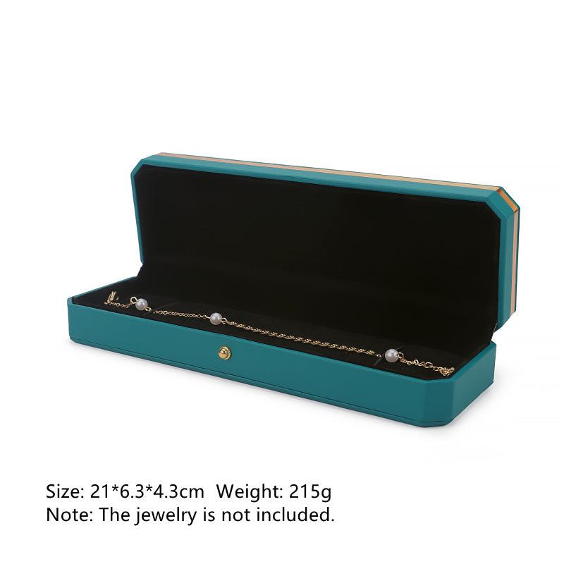 Schmuck-Aufbewahrungsbox, Geschenkbox aus PU-Leder - Grün - Kettenkasten (21*6,3*4,3cm) - image 26