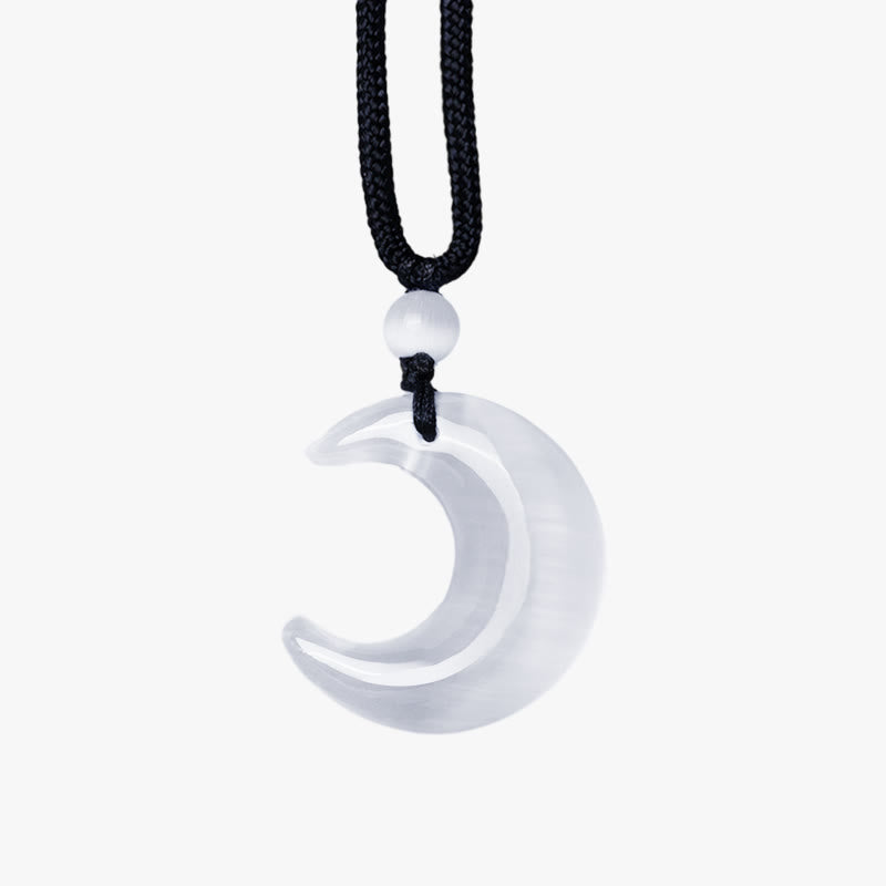 Buddha Stones Natürlicher Silberglanz Obsidian Selenit Kristall Halbmond Yin Yang Paar Schutz Halskette Anhänger - image 15