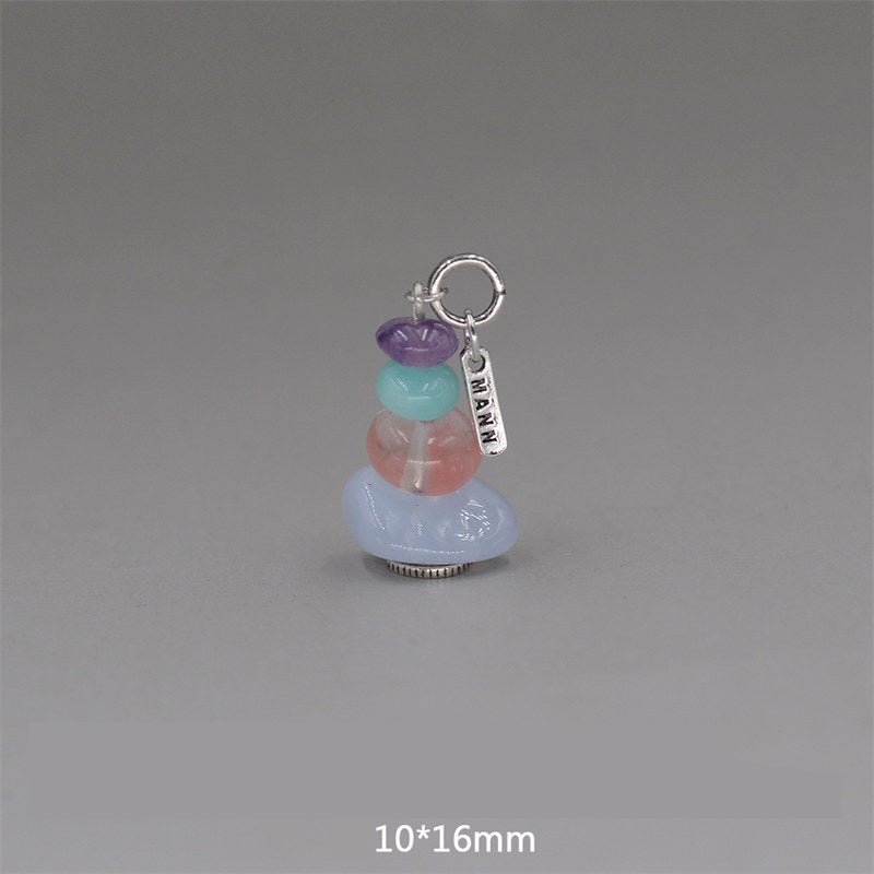 Buddha Stones Zen Cairn Labradorit Verschiedene Kristalle Calm Anhänger Halskette - Amethyst & Amazonit & Blau Chalcedon Anhänger 10*16mm - image 27