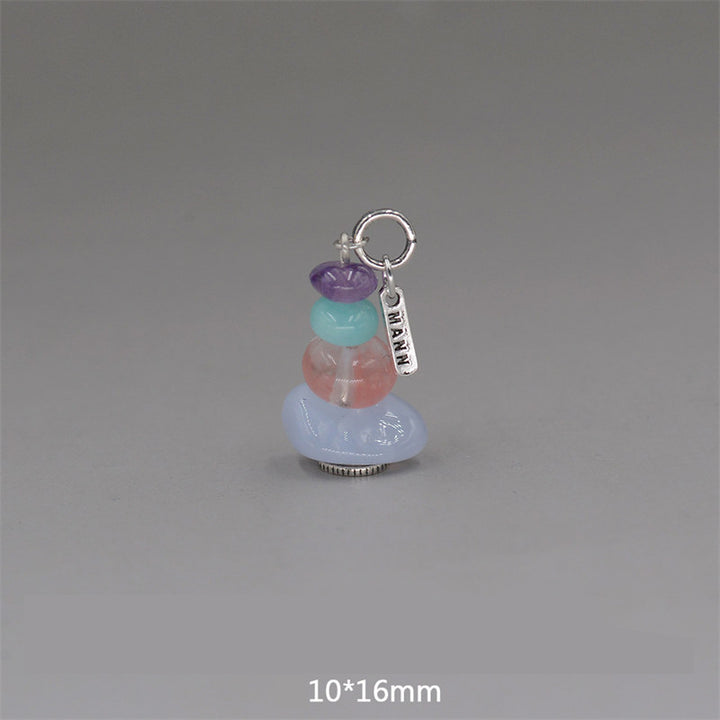 Buddha Stones Zen Cairn Labradorit Verschiedene Kristalle Calm Anhänger Halskette - Amethyst & Amazonit & Blau Chalcedon Anhänger 10*16mm - image 27