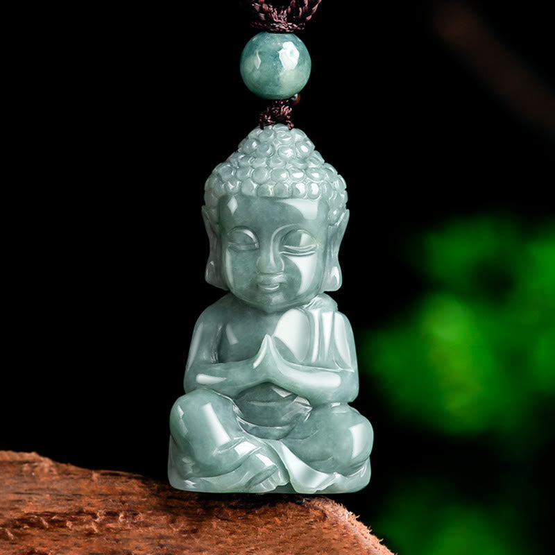 Buddha Stones, natürlicher Jade-Meditations-Buddha-Amulett, Gelassenheits-Halskettenanhänger - Buddha-Symbol (Mitgefühl ♥ Gelassenheit) - image 1