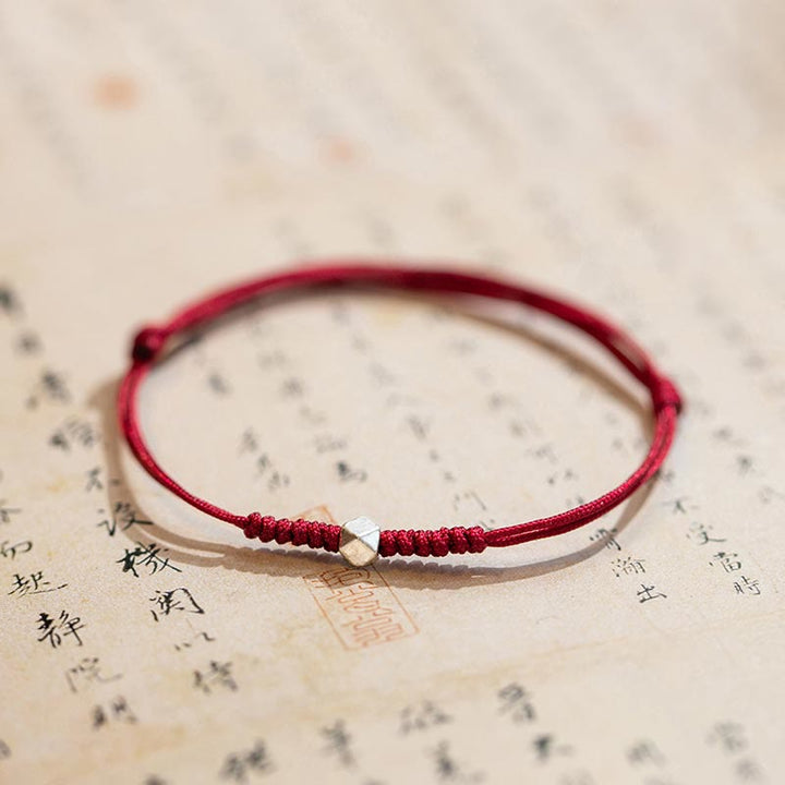 Buddha Stones 925 Sterling Silber Glücksperlenschutz Rote Schnur Geflochtenes Armband
