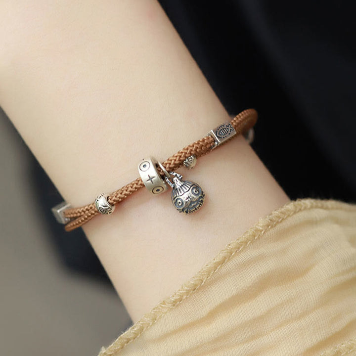 Buddha Stones 925 Sterling Silber Gold Schlucktier Koi Fisch Reichtum Handgefertigtes geflochtenes Armband - image 9