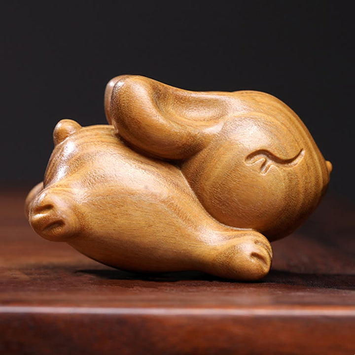 Buddha Stones Green Sandelwood Small Mini Cute Rabbit Bunny Peace Dekorationen - Groß 7 cm - image 0