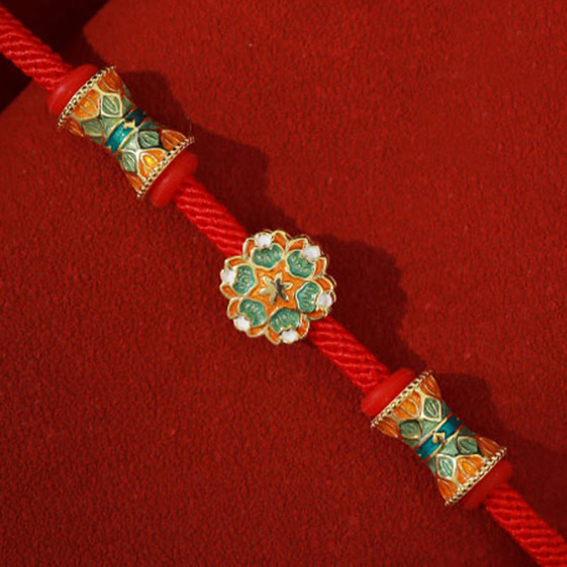 Buddha Stones Dunhuang 925 Sterling Silber Lotustrommel Neuanfang Rotes Seilarmband - image 5