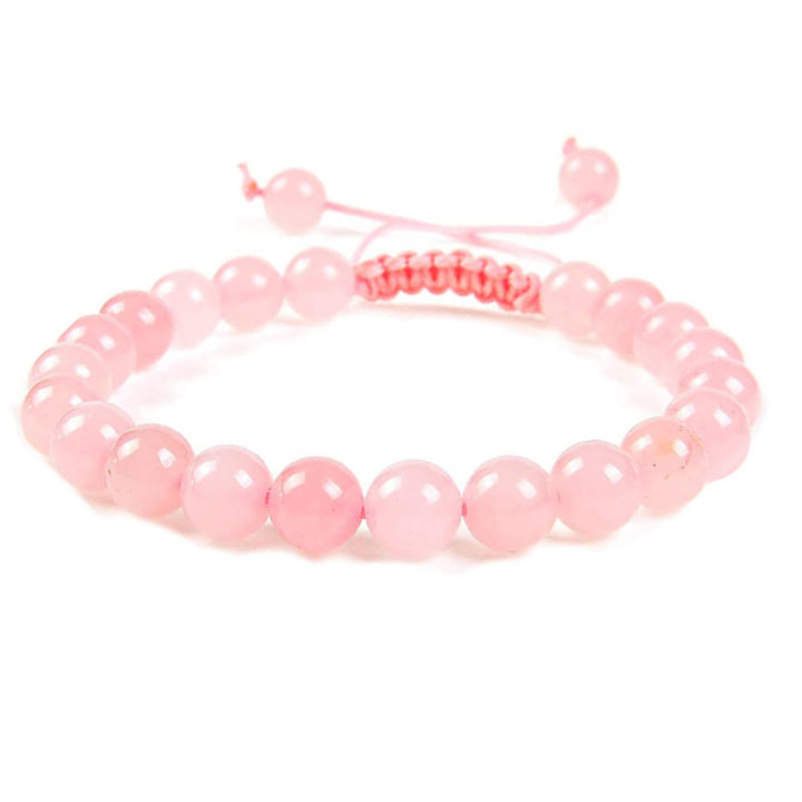 Buddha Stones, natürliche Heilkraft, Edelstein-Kristallperlen, Unisex, verstellbares Makramee-Armband - Rosa Kristall - image 13