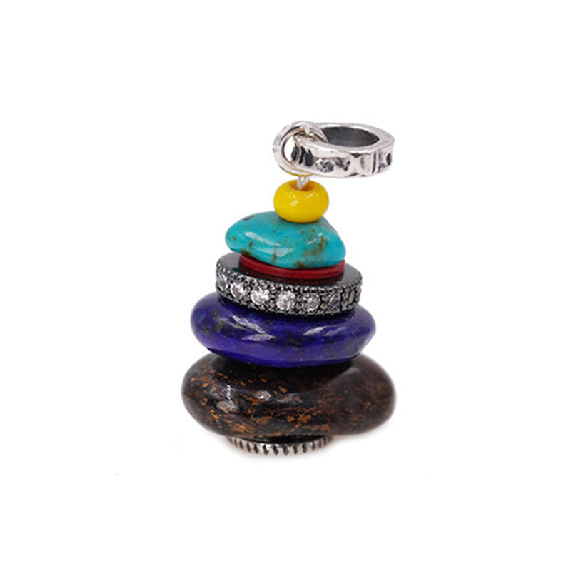 Buddha Stones Zen Cairn Labradorit Verschiedene Kristalle Calm Anhänger Halskette - Landschaftsjaspis&Lazurit Anhänger 10*16mm - image 35