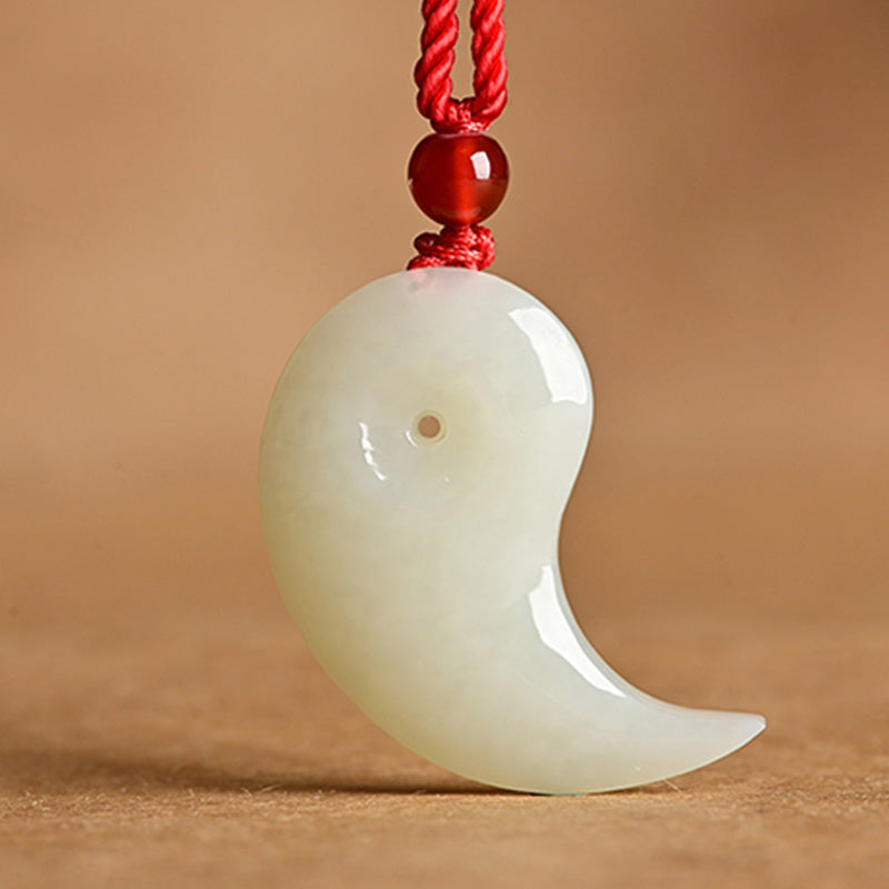 Yin Yang Weiß Jade Cyan Jade Schutz Segen Halskette String Anhänger - image 8