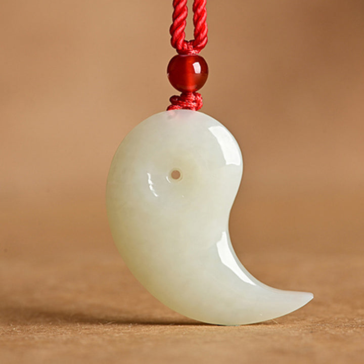 Yin Yang Weiß Jade Cyan Jade Schutz Segen Halskette String Anhänger - image 8