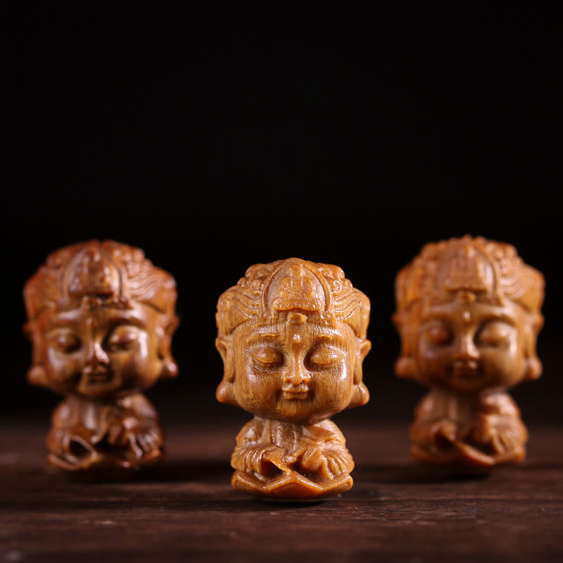 Buddha Stones Chinesisches Tierkreiszeichen, Buddha, Lotusblume aus grünem Sandelholz, graviert, positive Heimdekoration - image 0