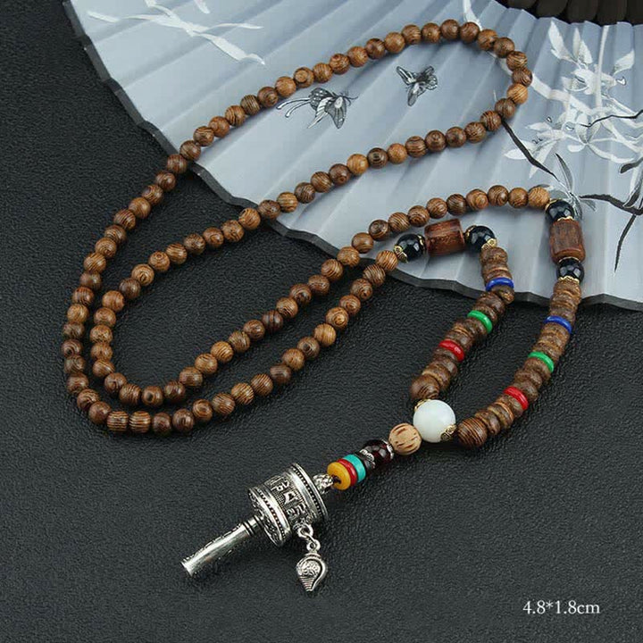 Buddha Stones, tibetische Om Mani Padme Hum Gebetsmühle, Rotation, Vajra-Holz-Halsketten-Anhänger - Silberne Gebetsmühle - image 13