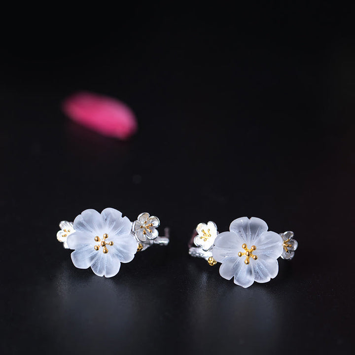 Buddha Stones 925 Sterling Silber Pflaumenblüten-Blumensegen-Ohrringe - image 12