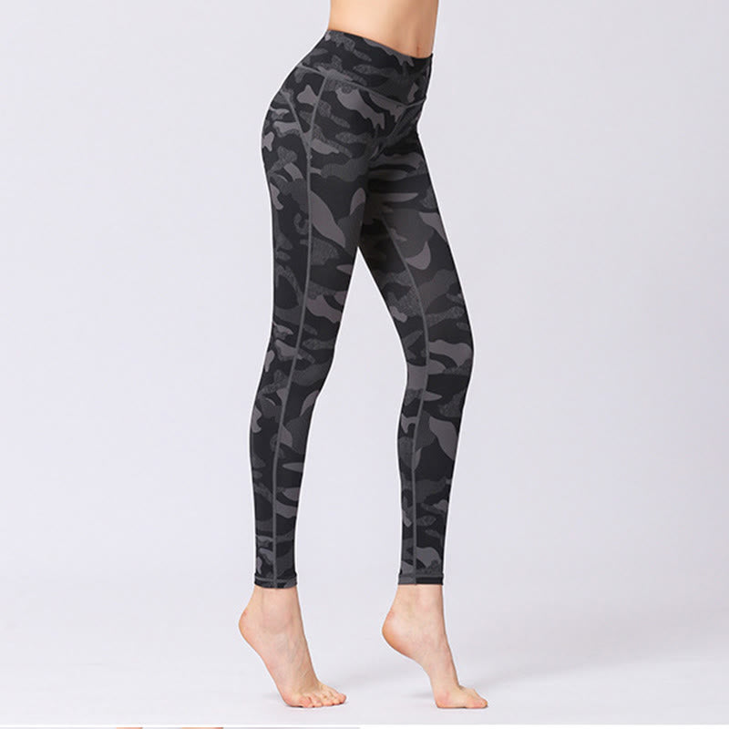 Buddha Stones Camo Print Sport Fitness Yoga Hohe Taille Leggings Damen Yogahose