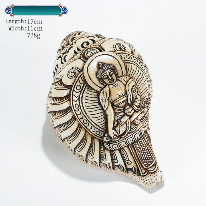 Tibetische handgemachte gravierte Shankha Buddha Avalokitesvara Conch Shell Reichtum Dekoration - Sakyamuni 14*11cm - image 17