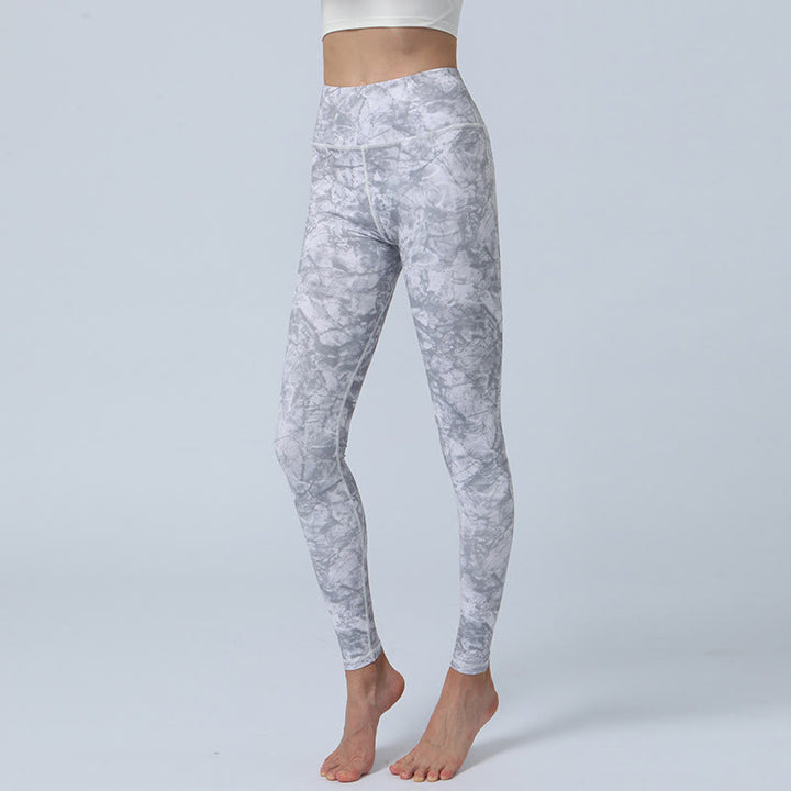 Buddha-Steine, Blumen, Blätter-Druck, Sport, Fitness, Yoga, hohe Taille, Leggings für Damen