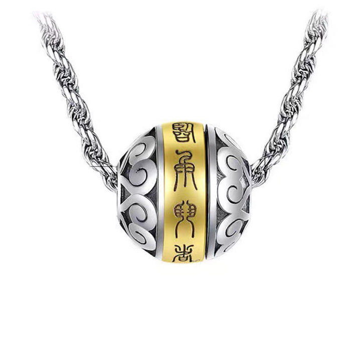 Buddha Stones, taoistischer Neun-Charakter-Mantra, graviertes Amulett, Balance-Halskette, drehbarer Anhänger