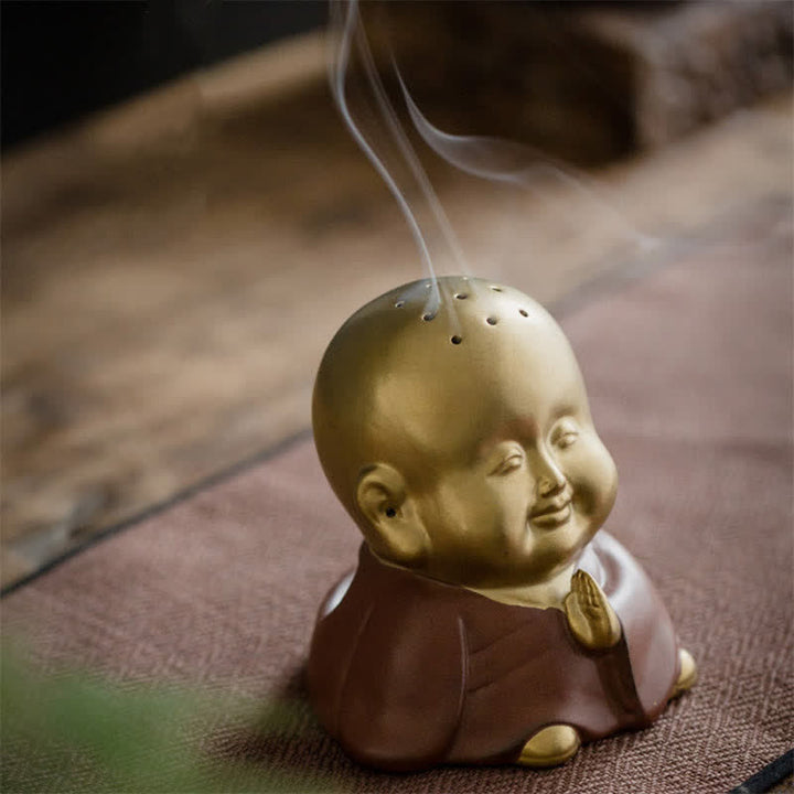 Kleiner Buddha, lachender Buddha, Keramik-Räuchergefäß - image 3