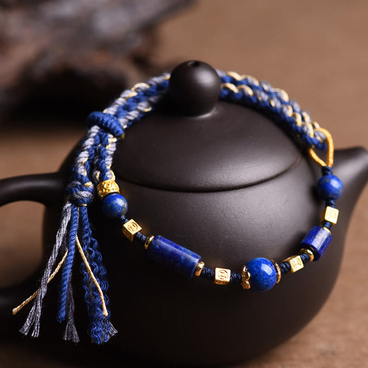 Buddha Stones, handgefertigtes Armband aus natürlichen Lapislazuli-Perlen, positive Seilform - image 2