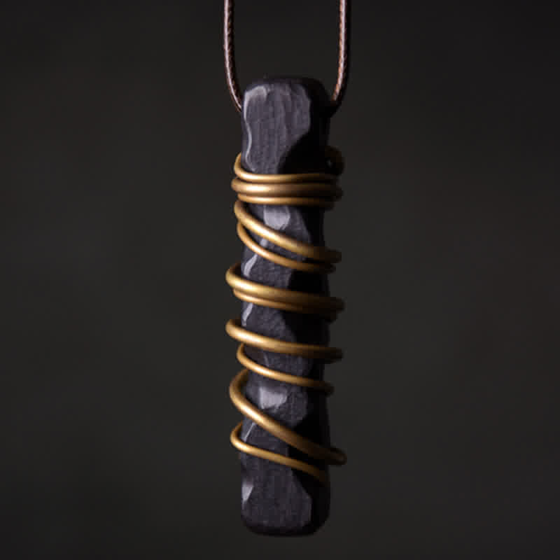 Buddha Stones Tibet Ebenholz Kupfer Balance Peace Halskette Anhänger - image 1