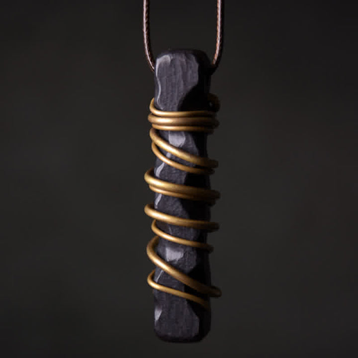 Buddha Stones Tibet Ebenholz Kupfer Balance Peace Halskette Anhänger - image 1