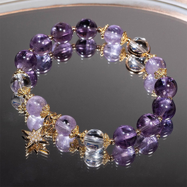 Buddha Stones Natürliches Amethyst Inner Peace Healing Star Charm-Armband