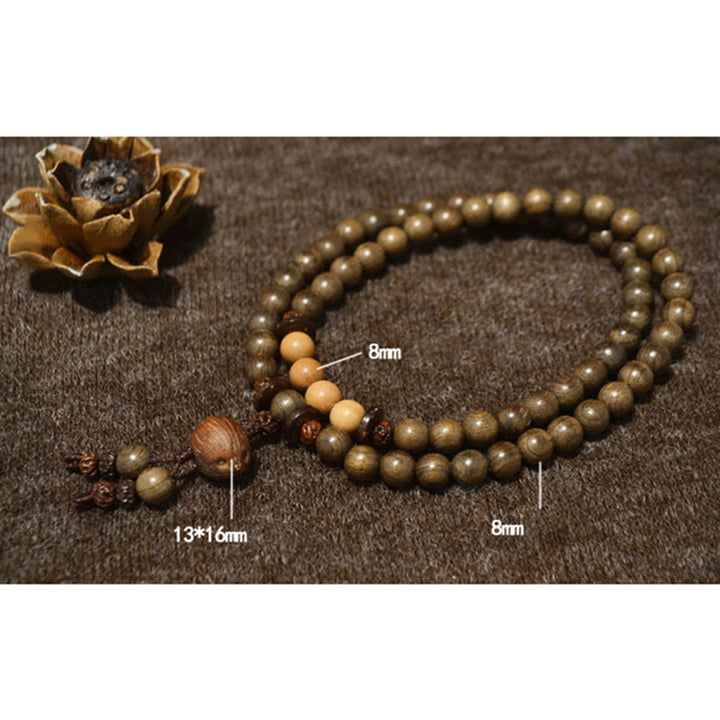 Buddha Stones Mala-Armband aus tibetischem Sandelholz mit Schutzamulett - image 14