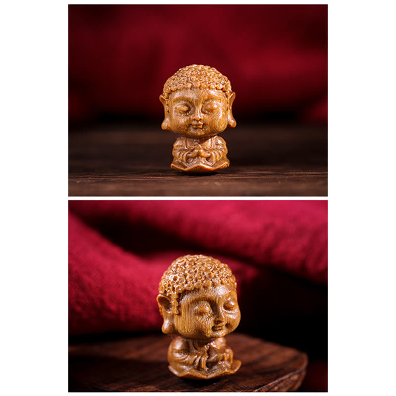 Buddha Stones Chinesisches Tierkreiszeichen, Buddha, Lotusblume aus grünem Sandelholz, graviert, positive Heimdekoration - image 13