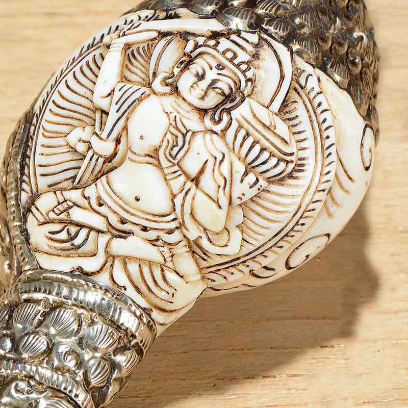 Tibetische handgefertigte gravierte Shankha-Buddha-Muschelmuschel, Reichtum, positive Dekoration - image 4