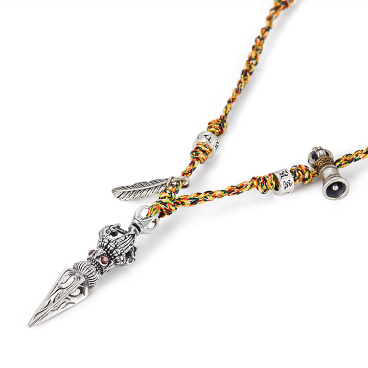 Tibetische handgemachte 925 Sterling Silber Dorje Vajra Om Mani Padme Hum Feder Stärke Halskette Anhänger - image 8