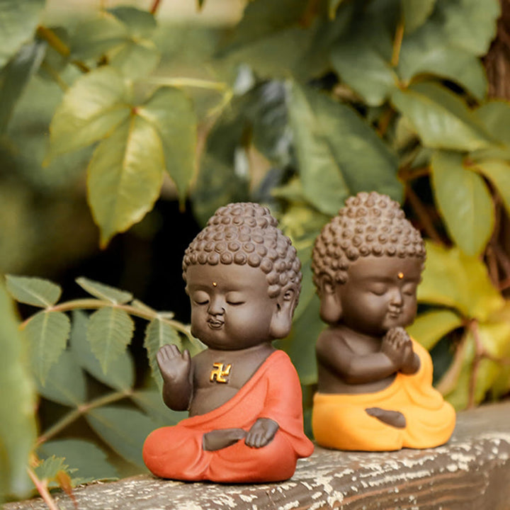 Buddha Stones, kleine Buddha-Gelassenheit, lila Ton, Heim-Schreibtisch-Dekoration