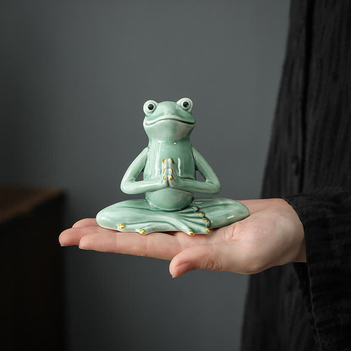 Meditierende Keramik-Zen-Frosch-Statue-Dekoration - image 0