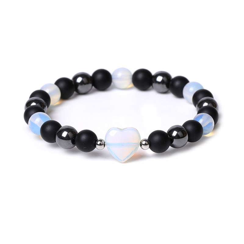 Buddha Stones Schwarzer Onyx Tigerauge Stein Kristall Liebe Herz Schutz Armband