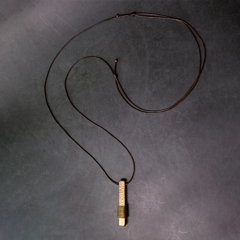 Buddha Stones ​​Vintage-Halskette mit strukturiertem Design aus Messing und Kupfer – Anhänger für Reichtum - image 9