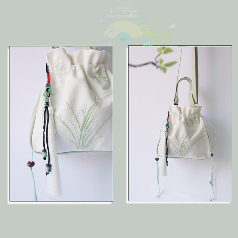 Buddha Stones Handgefertigte bestickte Blumen Canvas Tote Schultertasche Handtasche - image 8