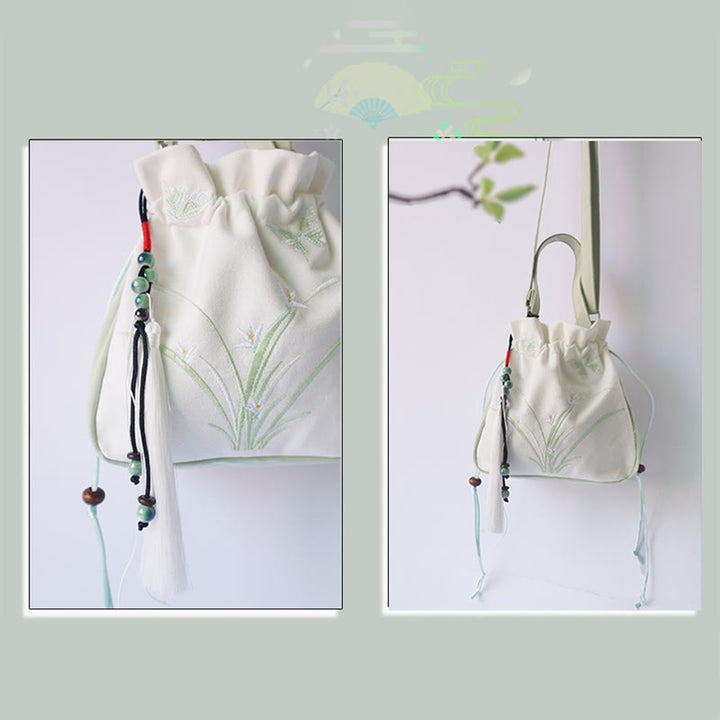 Buddha Stones Handgefertigte bestickte Blumen Canvas Tote Schultertasche Handtasche - image 8