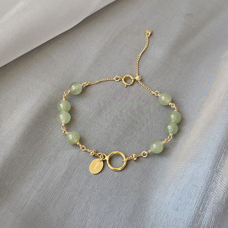 14 Karat vergoldetes Hetian-Jade-Perlen-Wohlstandskettenarmband