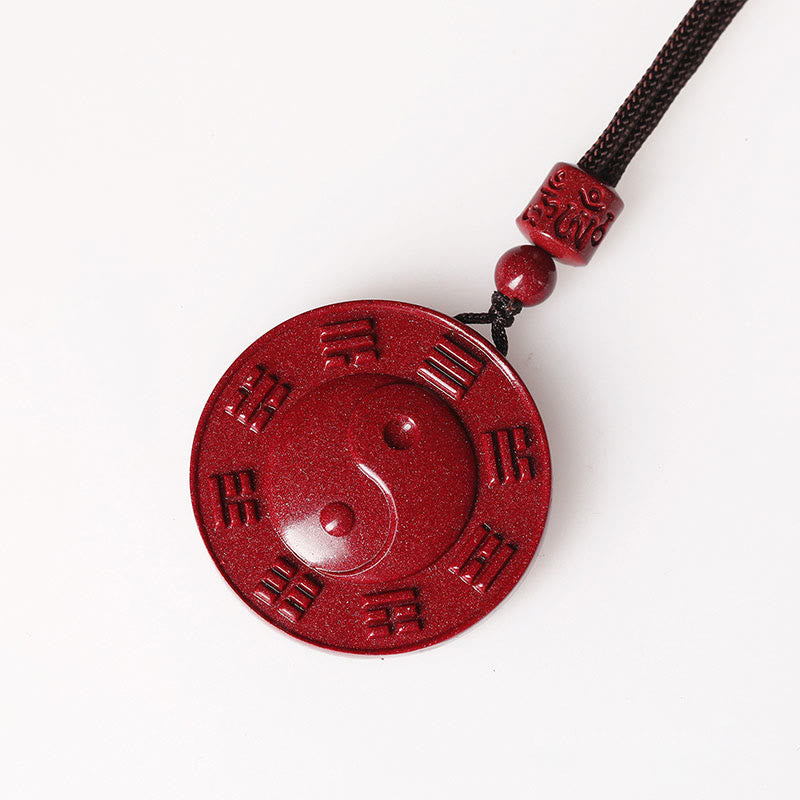 Buddha Stones Zinnober Yin Yang Bagua Segen Halskette Anhänger - image 10