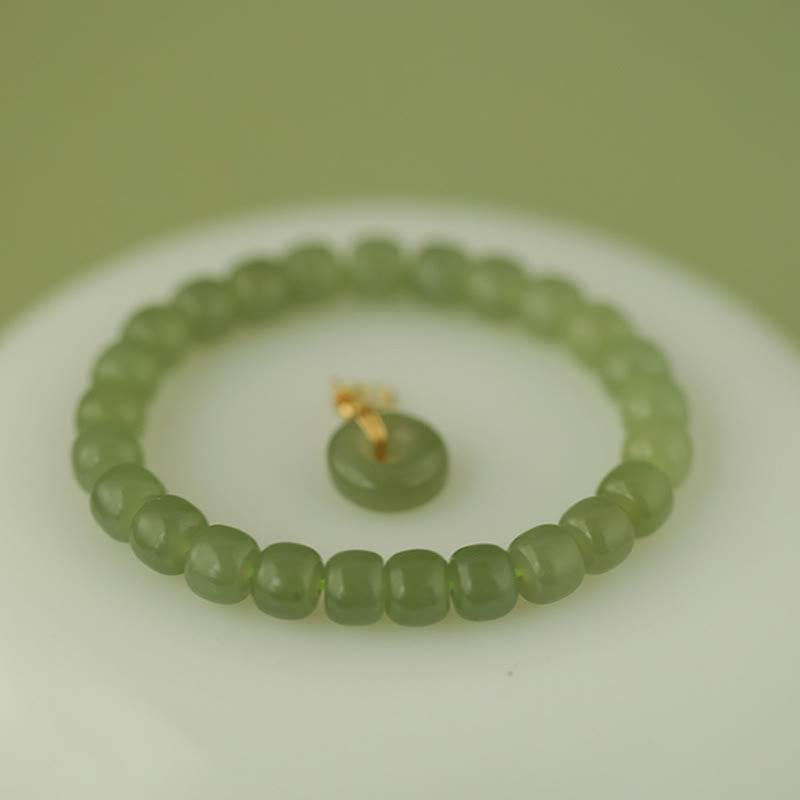 Natürliches Hetian-Jade-Friedensschnallen-Wohlstands-Glücks-Armband