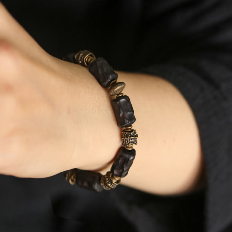 Buddha Stones Armband aus tibetischem Ebenholz und Kupfer – Symbol der Ruhe und des Friedens - image 4