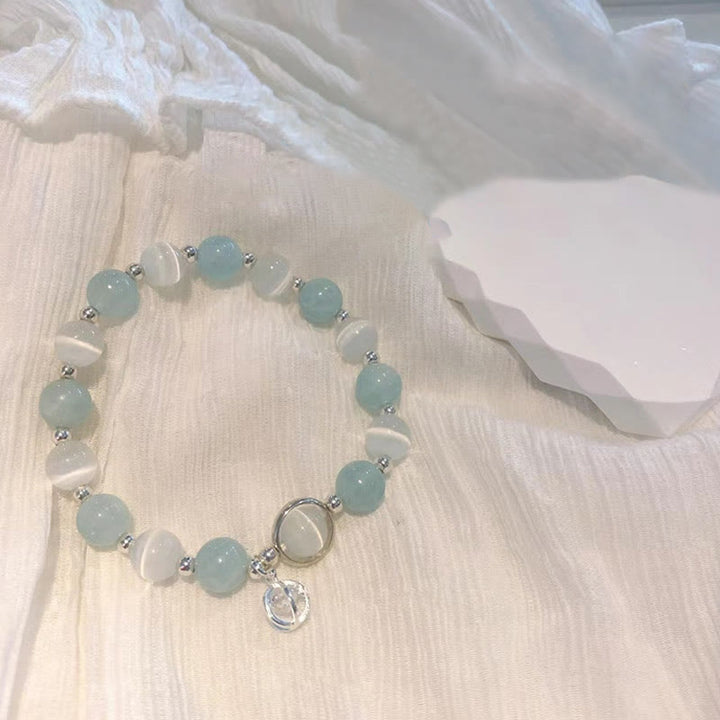 Buddha Stones 925 Sterling Silber Katzenauge Aquamarin-Anhänger-Charm-Armband - image 4