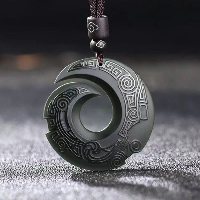 Buddha Stones One's Luck Improves Design Patern Hetian Cyan Jade Peace Buckle Luck Halskette Anhänger - image 1