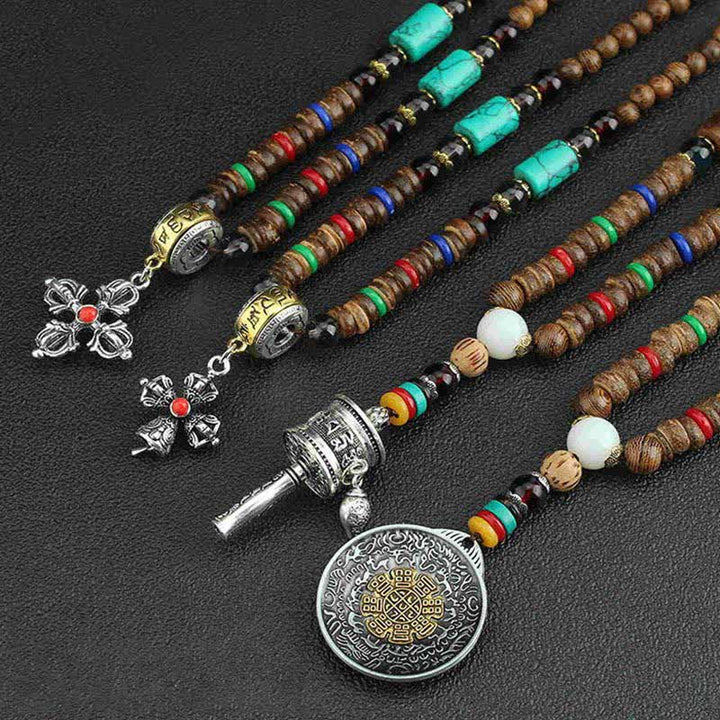 Buddha Stones, tibetische Om Mani Padme Hum Gebetsmühle, Rotation, Vajra-Holz-Halsketten-Anhänger - image 20