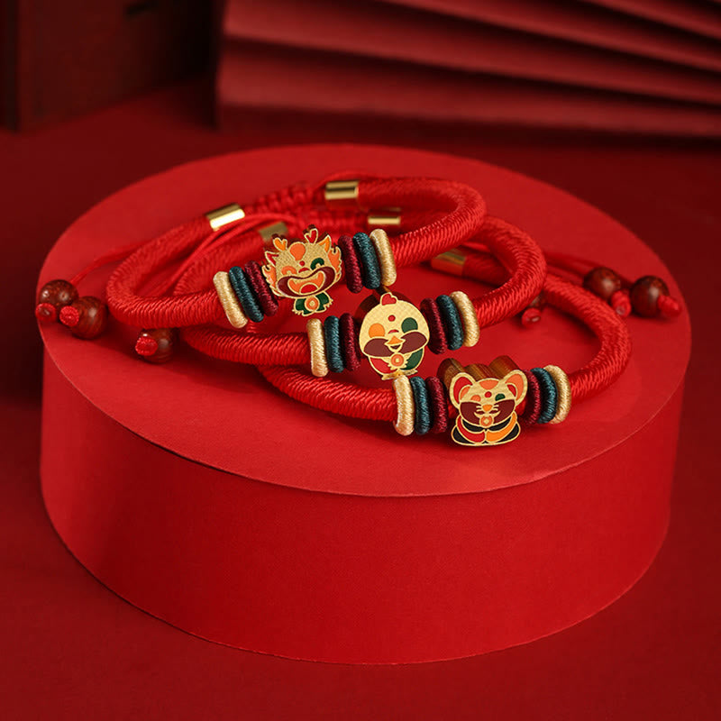 Buddha Stones Handgefertigtes geflochtenes rotes Armband aus 925er-Sterlingsilber, Jahr des Drachen, niedliches chinesisches Sternzeichen, Glück - image 1