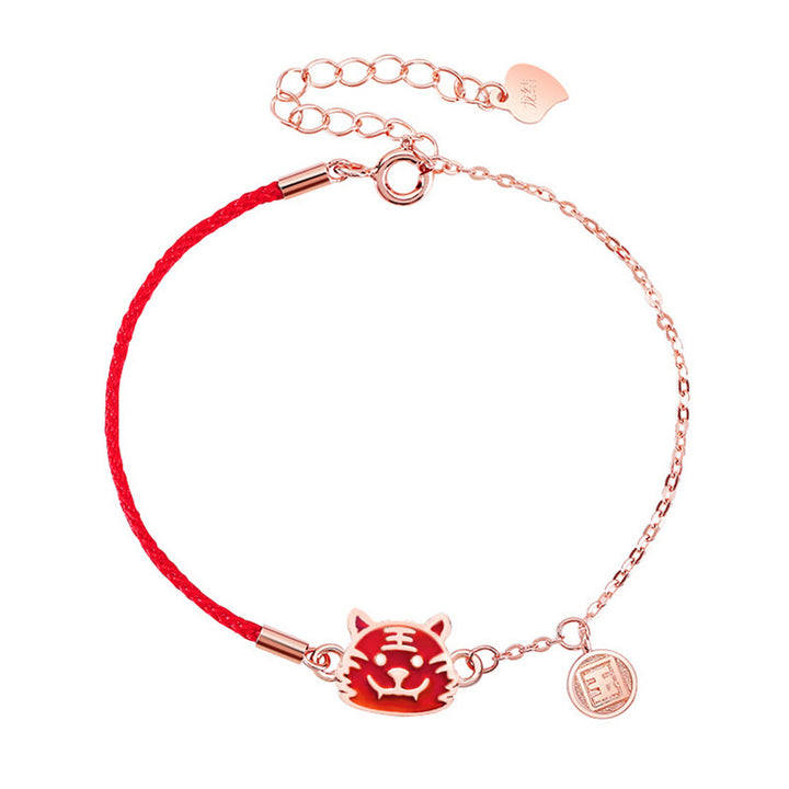 Buddha Stones 925 Sterling Silber Farbwechselndes chinesisches Sternzeichen Glücksschutz Rotes Kettenarmband - image 15