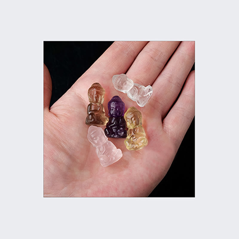 Buddha Stones, verschiedene Kristalle, Amethyst, rosa Kristall, Weiß Kristall, Citrin, Buddha, geschnitzt, spirituelle Heilung, Halskette, Anhänger, Dekoration