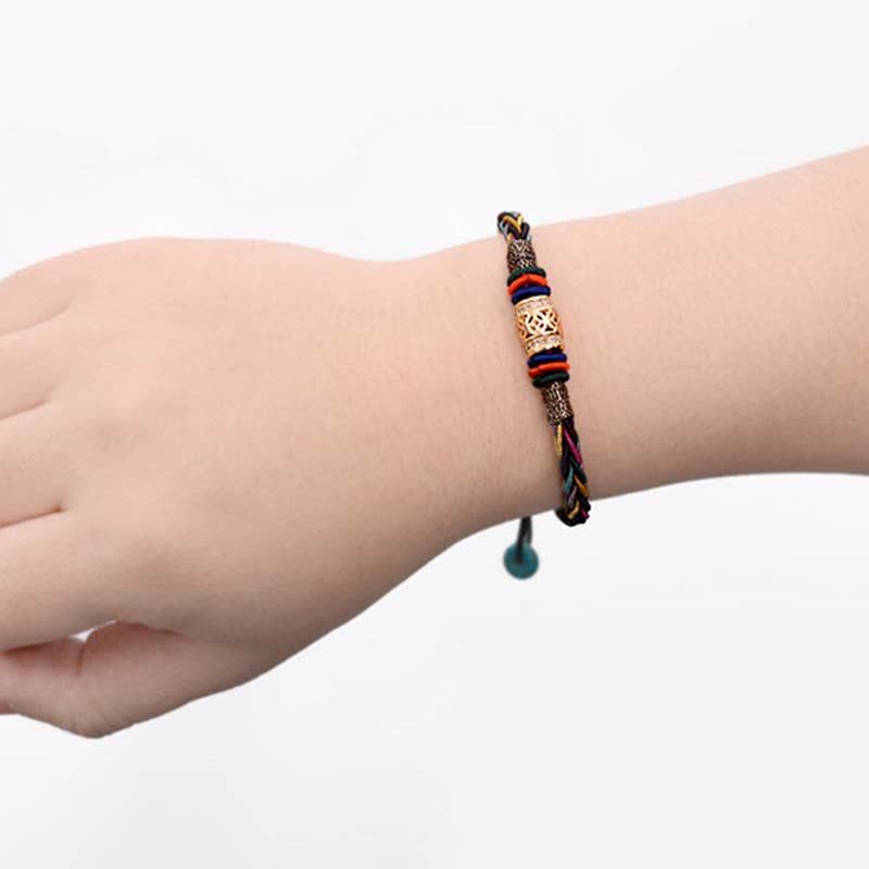 Buddha Stones, tibetisches handgefertigtes Acht-Faden-Knoten-Kupfer-Münzen-Glücks-Gewebe-Schnur-Armband - image 4