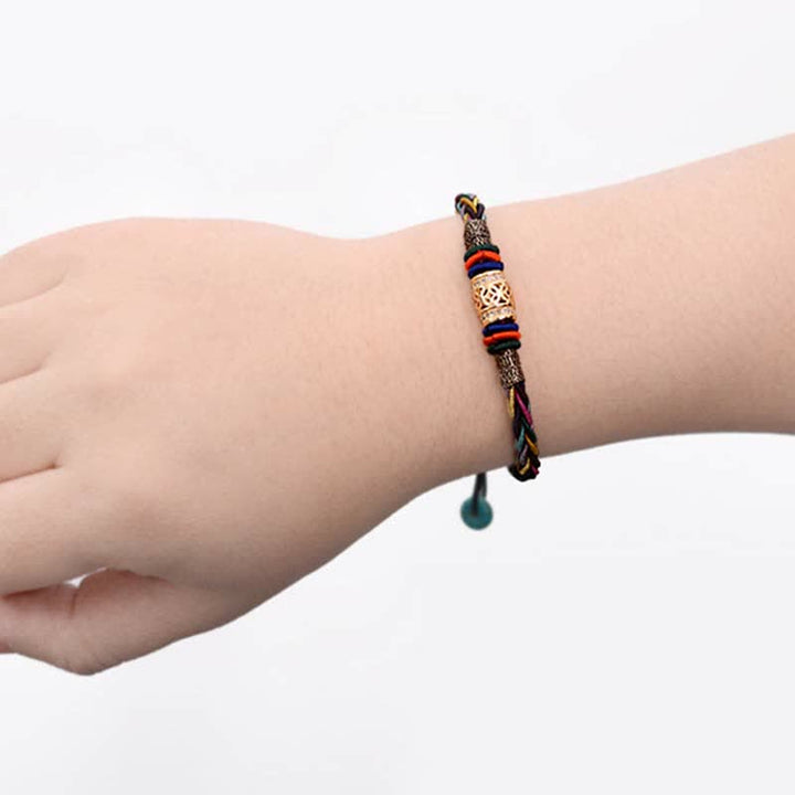 Buddha Stones, tibetisches handgefertigtes Acht-Faden-Knoten-Kupfer-Münzen-Glücks-Gewebe-Schnur-Armband - image 4